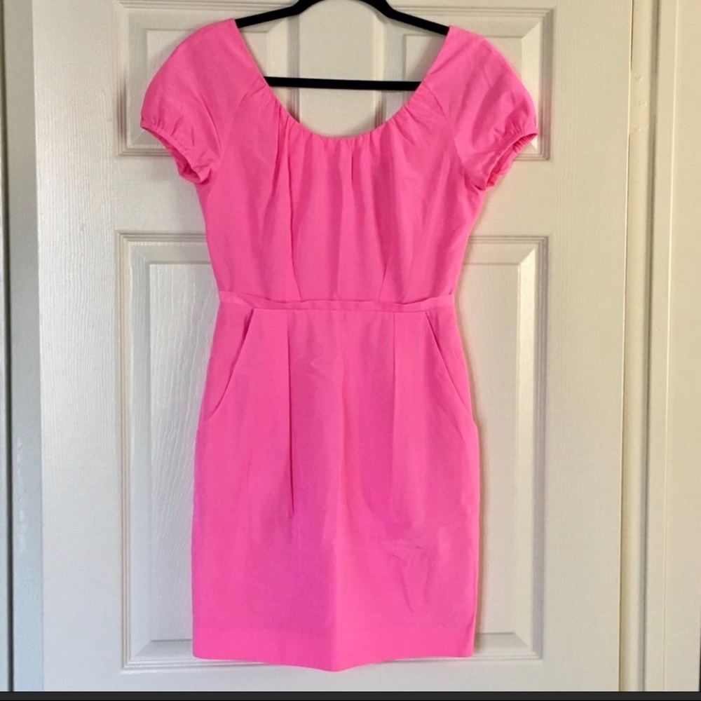 NEW J.Crew Bright Pink Silk Dress - Picture 3 of 5